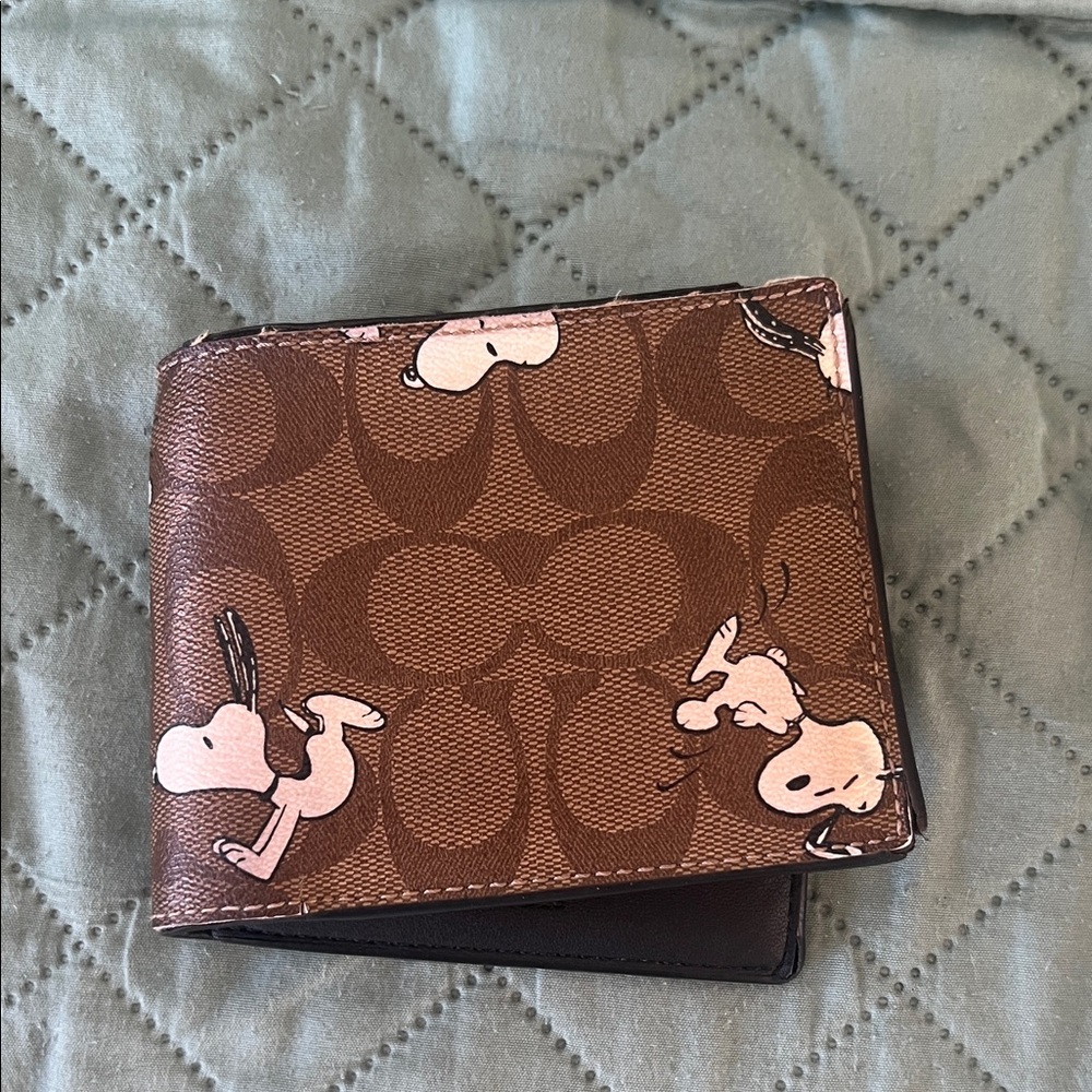 Coach Brown Wallet with Dancing Snoopy